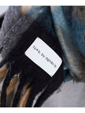 To b. by agnès b. ブロックチェック マフラー ブルー