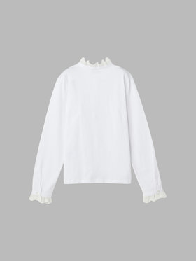 FEMME ウィメンズ レース コットン ヘンリーネック トップス "Harpiste" ホワイト