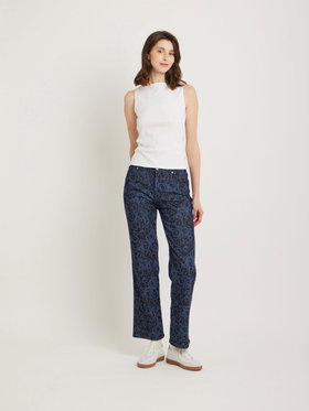 FEMME ウィメンズ コットン ボートネック ノースリーブ Tシャツ ”Leopard” ホワイト
