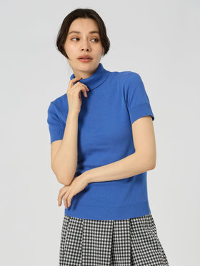 FEMME ウィメンズ 【Outlet】コットン ニット 半袖 タートルネック プルオーバー "Eddy" ブルー系その他