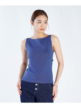 FEMME ウィメンズ 【Outlet】コットン ボートネック ノースリーブ Tシャツ "Leopard" ブルー