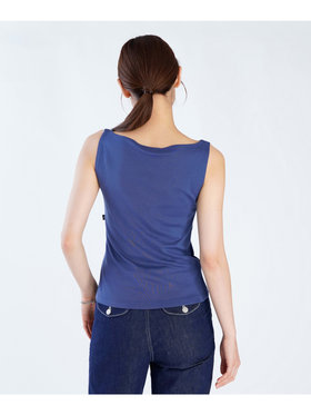 FEMME ウィメンズ 【Outlet】コットン ボートネック ノースリーブ Tシャツ "Leopard" ブルー