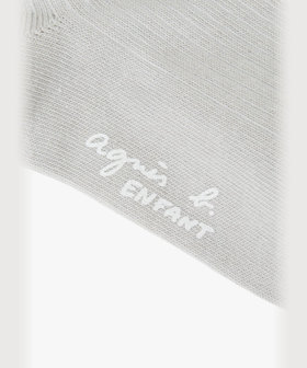 ENFANT ガールズ キッズ "b." ロゴ 刺繍 コットン ソックス グレー