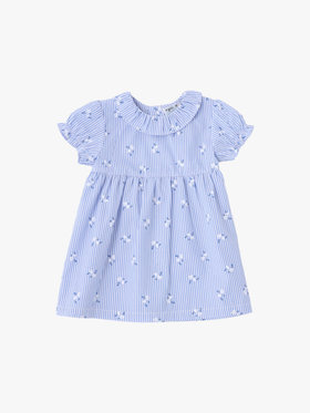 ENFANT ベビー ベビー フラワープリント ストライプ コットン 半袖ワンピース&ブルマ セット ネイビー