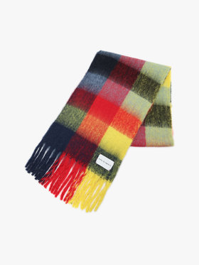 To b. by agnès b. ブロックチェック マフラー イエロー