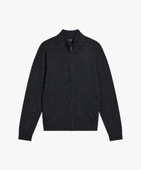 HOMME メンズ メンズ カシミヤ スタンドカラージップアップブルゾン "Bronson" グレー×ブラック