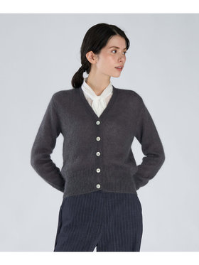 FEMME ウィメンズ 【Outlet】モヘヤ 長袖 Vネック カーディガン "Mae" グレー