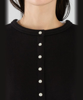 FEMME ウィメンズ コットン メルトン 長袖 カーディガンプレッション "Le Classique" ブラック