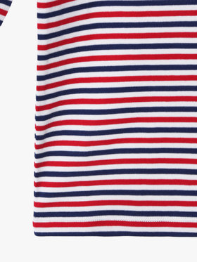 ENFANT ユニセックス キッズ "b."ロゴ 刺繍 トリコロールボーダー コットン 長袖 Tシャツ ネイビー