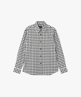HOMME メンズ メンズ チェックプリント コットン 長袖 シャツ "Andy" ブラック