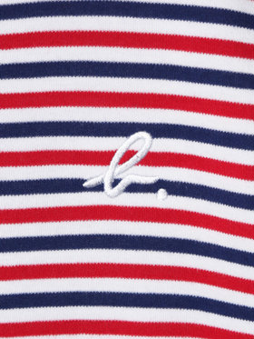 ENFANT ユニセックス キッズ "b."ロゴ 刺繍 トリコロールボーダー コットン 長袖 Tシャツ ネイビー