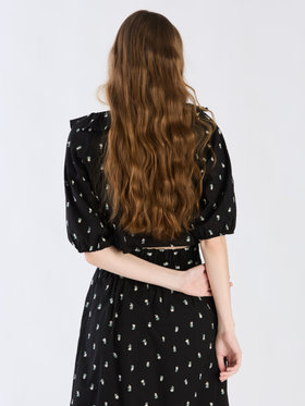 To b. by agnès b. 【Outlet】フラワーエンブロイダリーブラウス ブラック