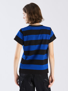 FEMME ウィメンズ 【Outlet】太ボーダー コットン 半袖Tシャツ "Brando" ブルー×ブラック