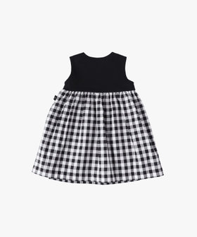 ENFANT ベビー ベビー ギンガムチェック ノースリーブ ドッキング ワンピース ブラック