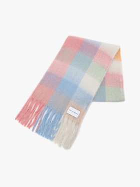 To b. by agnès b. ブロックチェック マフラー ピンク