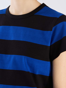 FEMME ウィメンズ 【Outlet】太ボーダー コットン 半袖Tシャツ "Brando" ブルー×ブラック