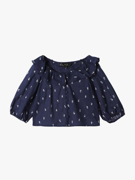 To b. by agnès b. 【Outlet】フラワーエンブロイダリーブラウス ネイビー