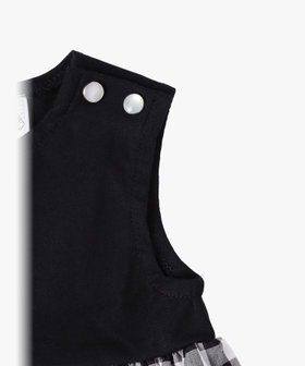 ENFANT ベビー ベビー ギンガムチェック ノースリーブ ドッキング ワンピース ブラック