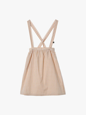 ENFANT ガールズ キッズ ギンガムチェック コットン ミディアム スカート "Bretelles" ブラウン系その他