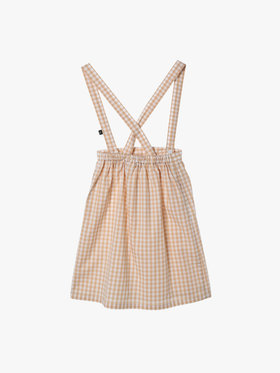 ENFANT ガールズ キッズ ギンガムチェック コットン ミディアム スカート "Bretelles" ブラウン系その他