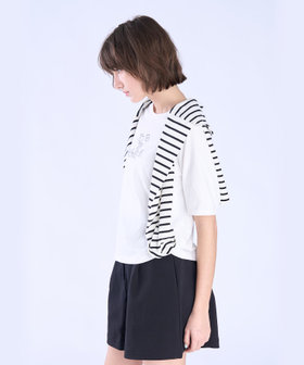 To b. by agnès b. ロゴ 刺繍 コットン 半袖 Tシャツ ホワイト