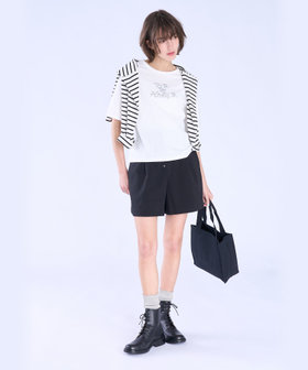 To b. by agnès b. ロゴ 刺繍 コットン 半袖 Tシャツ ホワイト