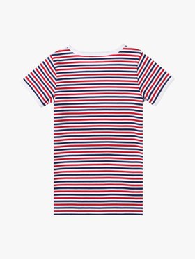 ENFANT ユニセックス キッズ "b."ロゴ 刺繍 トリコロールボーダー コットン 半袖 Tシャツ ネイビー