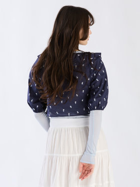 To b. by agnès b. 【Outlet】フラワーエンブロイダリーブラウス ネイビー