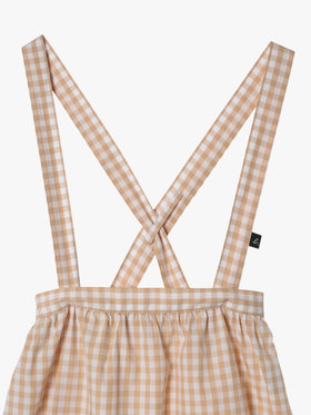 ENFANT ガールズ キッズ ギンガムチェック コットン ミディアム スカート "Bretelles" ブラウン系その他