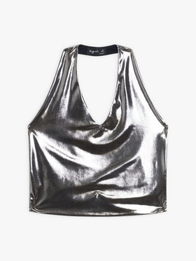 FEMME ウィメンズ リキッドシルバー ホルターネックトップス シルバー