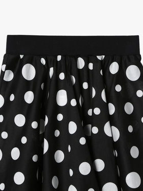ENFANT ガールズ キッズ ドット コットン フレア スカート ブラック