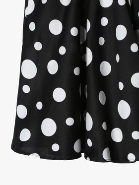 ENFANT ガールズ キッズ ドット コットン フレア スカート ブラック