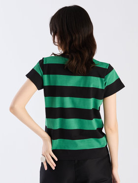 FEMME ウィメンズ 【Outlet】太ボーダー コットン 半袖Tシャツ "Brando" グリーン×ブラック