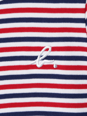 ENFANT ユニセックス キッズ "b."ロゴ 刺繍 トリコロールボーダー コットン 半袖 Tシャツ ネイビー