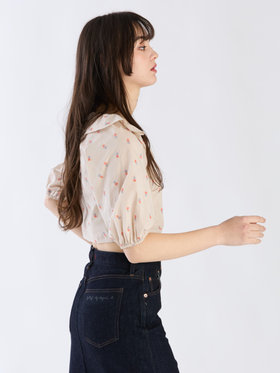 To b. by agnès b. 【Outlet】フラワーエンブロイダリーブラウス ベージュ