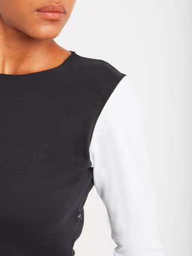 FEMME ウィメンズ 【Outlet】バイカラー コットン 長袖 Tシャツ "Evening" ブラック