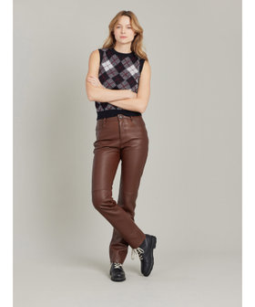 FEMME ウィメンズ ソフト ラムスキンレザー ストレート パンツ "Hina" ベージュ