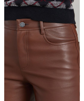 FEMME ウィメンズ ソフト ラムスキンレザー ストレート パンツ "Hina" ベージュ