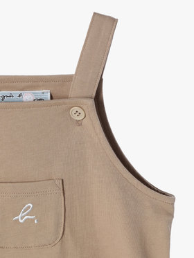 ENFANT ベビー ベビー "b."ロゴ刺繍 コットン サロペット ブラウン
