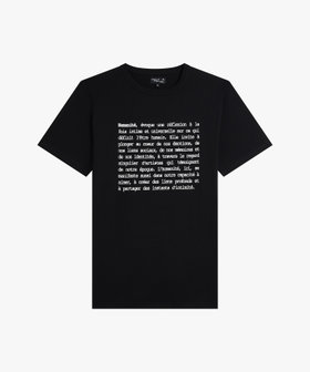 HOMME メンズ メンズ メッセージ プリント オーガニックコットン 半袖 Tシャツ "Brando" ブラック