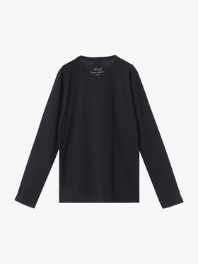HOMME メンズ メンズ プリント コットン 長袖 アーティスト T シャツ ”L'Atlas” ブラック