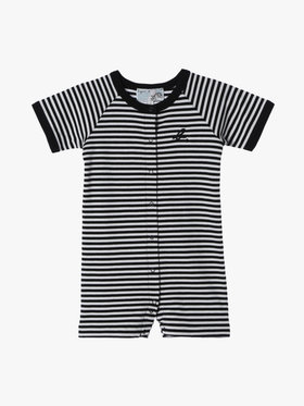 ENFANT ベビー ベビー 細ボーダー コットン 半袖 コンビネゾン ブラック