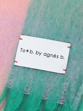 To b. by agnès b. ブロックチェック マフラー ピンク
