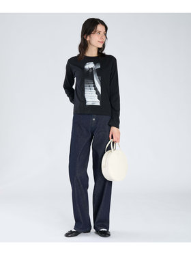 FEMME ウィメンズ フォトプリント コットン 長袖 Tシャツ ”Lil Cool” ブラック