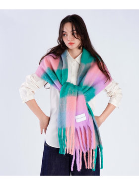 To b. by agnès b. ブロックチェック マフラー ピンク