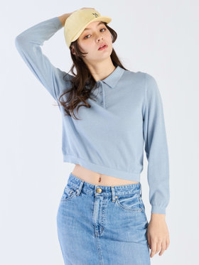 To b. by agnès b. 【Outlet】ラメニットポロ ブルー