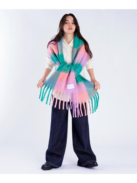 To b. by agnès b. ブロックチェック マフラー ピンク