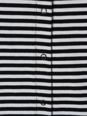 ENFANT ベビー ベビー 細ボーダー コットン 半袖 コンビネゾン ブラック