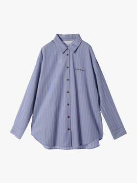 To b. by agnès b. 【Outlet】ストライプ コットン ロングスリーブ シャツ ブルー