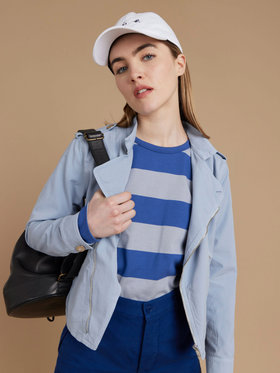 FEMME ウィメンズ 【Outlet】J019 TS ボーダー ロングスリーブTシャツ ブルー×グレー